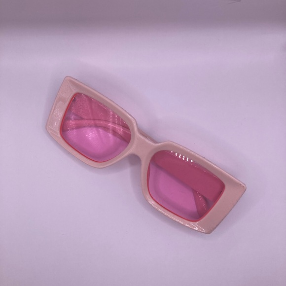 Shein Pink Rectangle Barbiecore Square Plastic Sunglasses - Picture 6 of 7